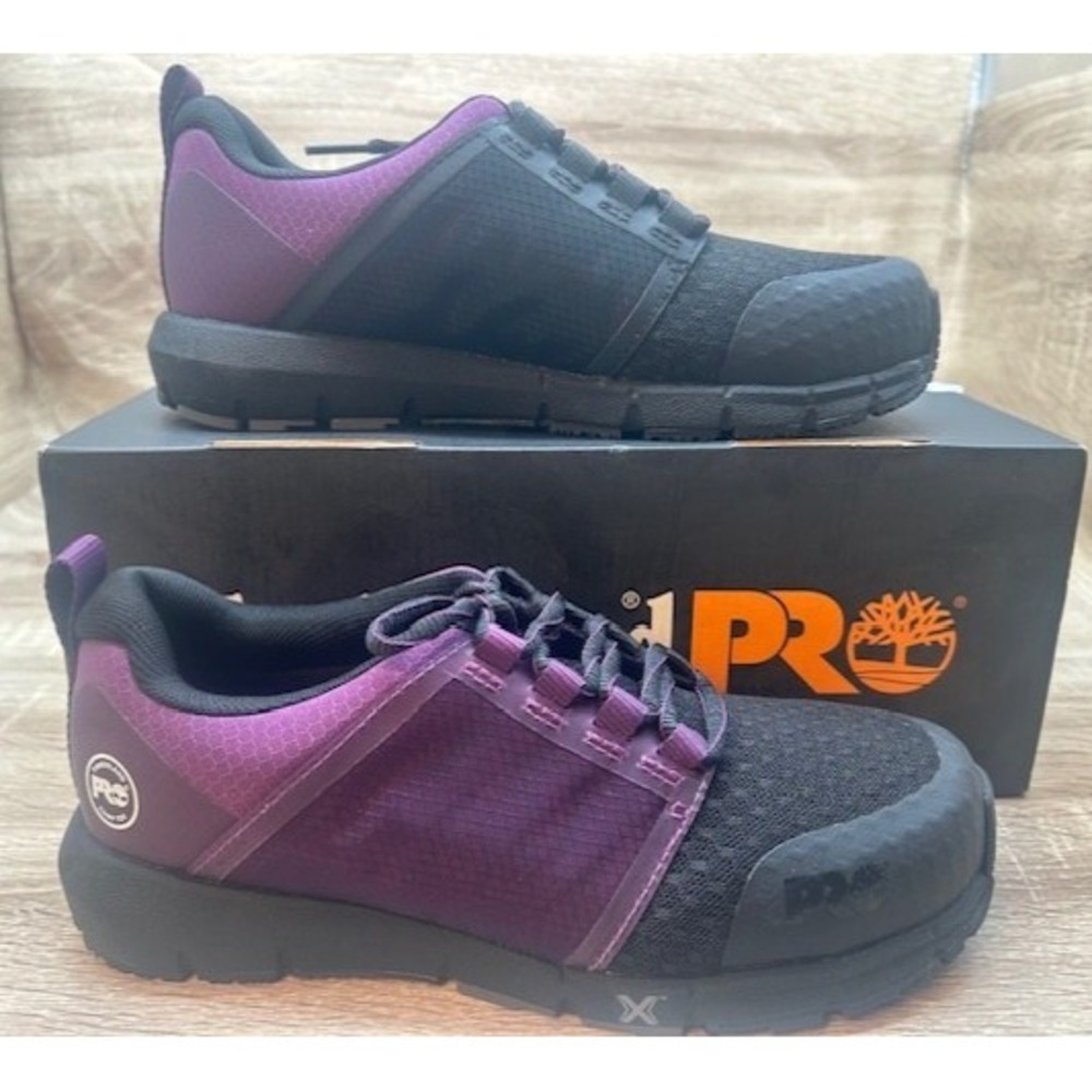 Timberland Pro Women's Radius Composite Safety Toe Shoes Black/Purple NIB - 6M